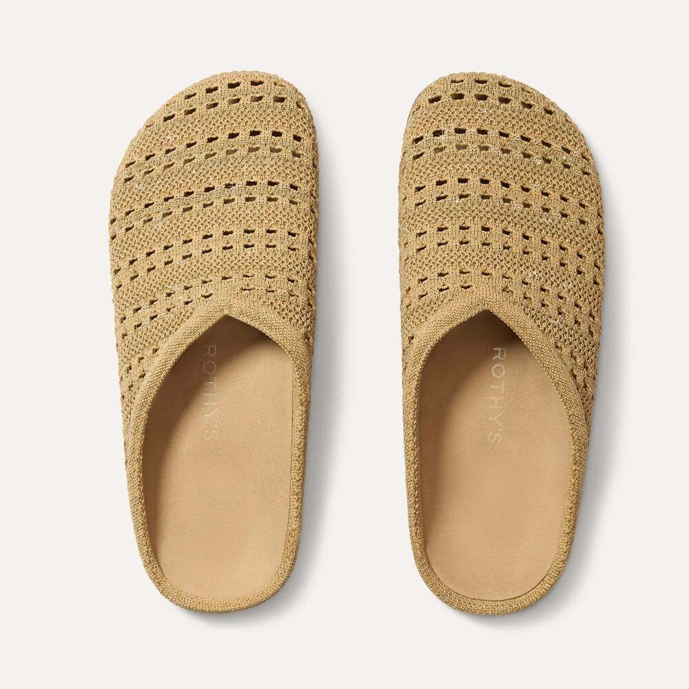 Rothy's The Casual Clog - Metallic Golden Crochet Size 7